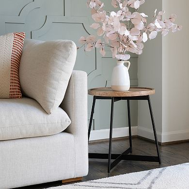 Linon Evanston Round Wood Top Side Table