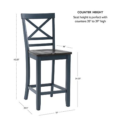Linon Aliza Wood Counter Stool Set of 2