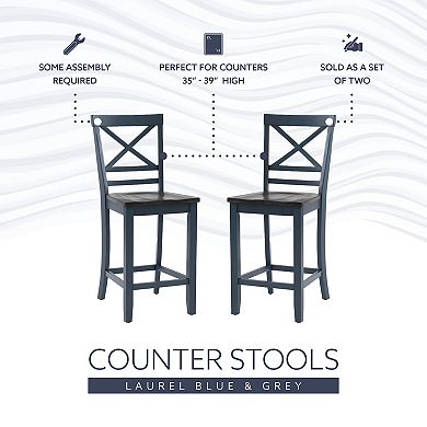 Linon Aliza Wood Counter Stool Set of 2