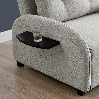 Linon Augustus Wide Convertible Chair Bed with Storage & Throw Pillow