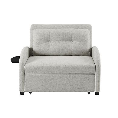 Linon Augustus Wide Convertible Chair Bed with Storage & Throw Pillow
