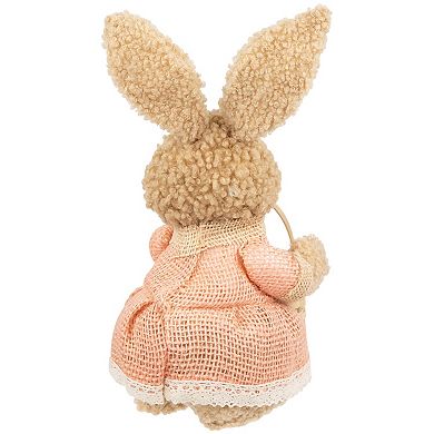 Northlight 10 Inch Plush Girl Easter Rabbit Decoration with Basket