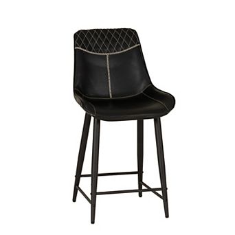 Linon Upholstered Counter Stool with Diamond Stitching