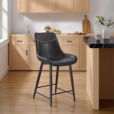 Linon Upholstered Counter Stool with Diamond Stitching
