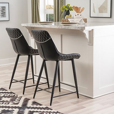 Linon Upholstered Counter Stool with Diamond Stitching