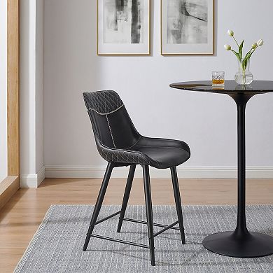Linon Upholstered Counter Stool with Diamond Stitching