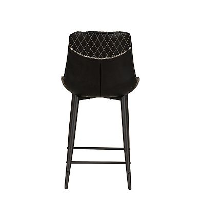 Linon Upholstered Counter Stool with Diamond Stitching