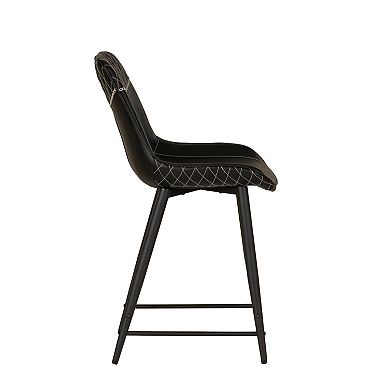 Linon Upholstered Counter Stool with Diamond Stitching