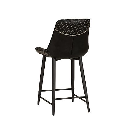 Linon Upholstered Counter Stool with Diamond Stitching