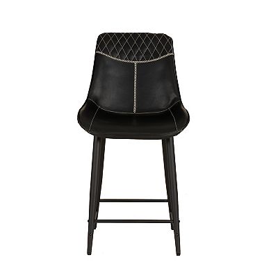 Linon Upholstered Counter Stool with Diamond Stitching