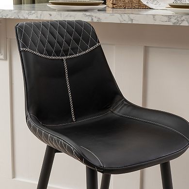 Linon Upholstered Counter Stool with Diamond Stitching