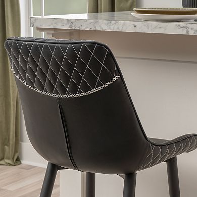 Linon Upholstered Counter Stool with Diamond Stitching