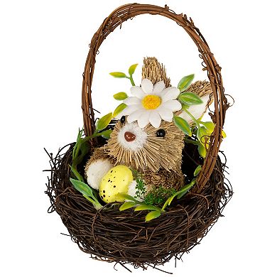 Northlight Rabbit with Twig Basket Easter Decoration 7 Inch Table Decor