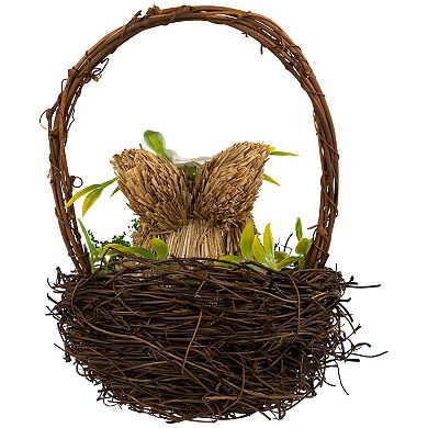 Northlight Rabbit with Twig Basket Easter Decoration 7 Inch Table Decor