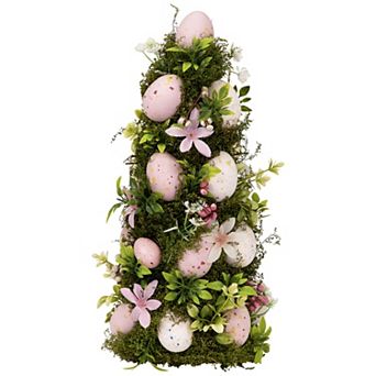 Northlight 14 Inch Floral & Foliage Easter Egg Tree Artificial Tree