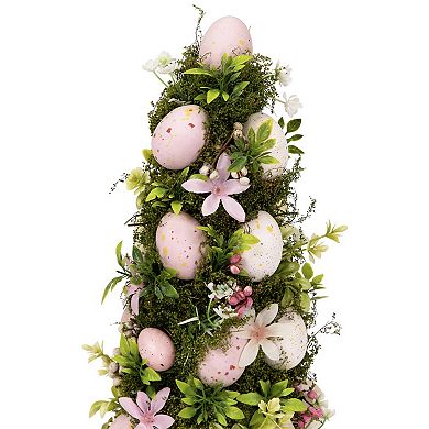 Northlight 14 Inch Floral & Foliage Easter Egg Tree Artificial Tree