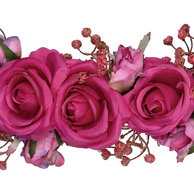 Northlight Blooming Rose Buds Artificial 16-Inch Heart Shaped Wreath