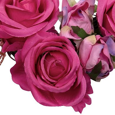 Northlight Blooming Rose Buds Artificial 16-Inch Heart Shaped Wreath
