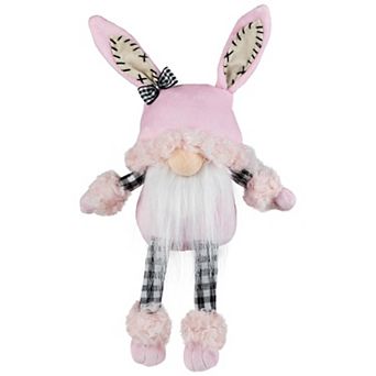 Northlight 12 Inch Bunny Ears Sitting Easter Gnome with Dangling Legs Table Decor