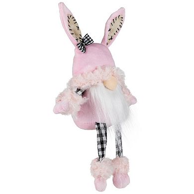 Northlight 12 Inch Bunny Ears Sitting Easter Gnome with Dangling Legs Table Decor