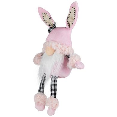 Northlight 12 Inch Bunny Ears Sitting Easter Gnome with Dangling Legs Table Decor