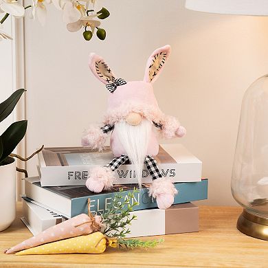 Northlight 12 Inch Bunny Ears Sitting Easter Gnome with Dangling Legs Table Decor