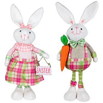 Northlight 2 pc Bunny Rabbit Figurines with Easter Sign Table Decor Set