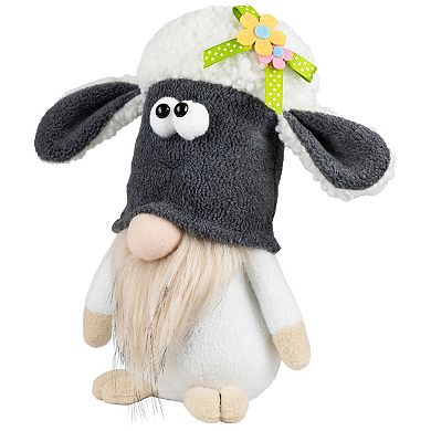 Northlight 9 Inch Plush Floral Sheep Gnome Decoration