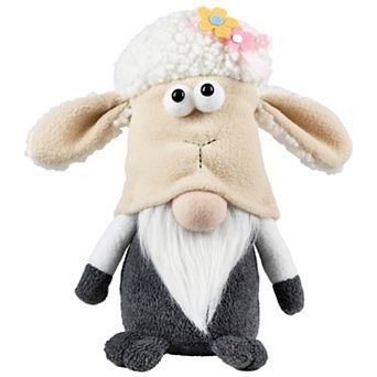 Northlight 9 Inch Plush Floral Sheep Gnome Easter Decoration