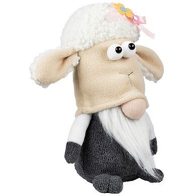 Northlight 9 Inch Plush Floral Sheep Gnome Easter Decoration