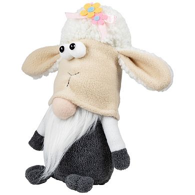 Northlight 9 Inch Plush Floral Sheep Gnome Easter Decoration