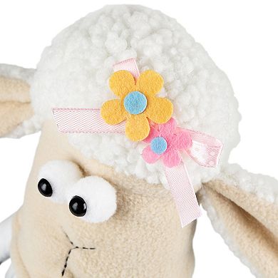 Northlight 9 Inch Plush Floral Sheep Gnome Easter Decoration