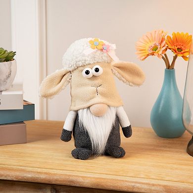 Northlight 9 Inch Plush Floral Sheep Gnome Easter Decoration