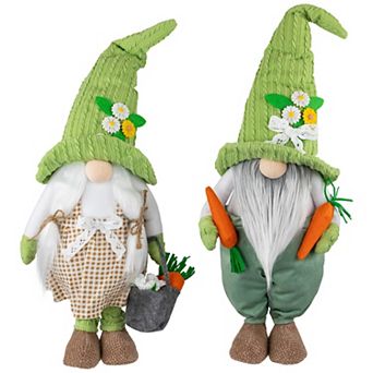 Northlight 15 Inch 2 pc Gardening Gnomes Easter Figurines Outdoor Decor Set