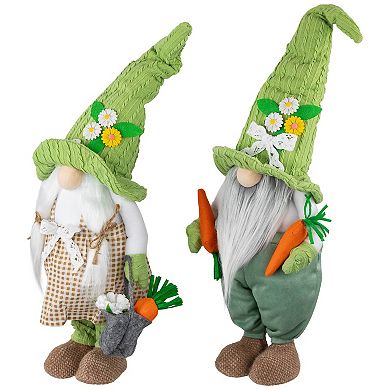 Northlight 15 Inch 2-pc. Gardening Gnomes Easter Figurines Outdoor Decor Set