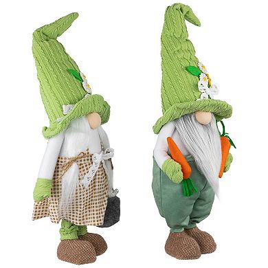 Northlight 15 Inch 2-pc. Gardening Gnomes Easter Figurines Outdoor Decor Set