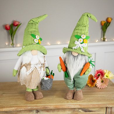 Northlight 15 Inch 2-pc. Gardening Gnomes Easter Figurines Outdoor Decor Set