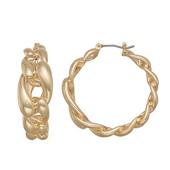 Napier Gold-Tone Forever Linked Hoop Earrings