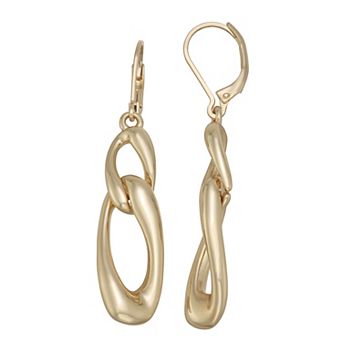 Napier Gold-Tone Linked Double Drop Leverback Earrings