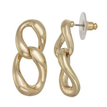 Napier Gold-Tone Linked Double Drop Earrings