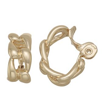 Napier Gold-Tone Forever Linked Hoop Clip-On Earrings