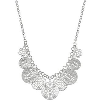 Napier Silver-Tone Coin Frontal Necklace