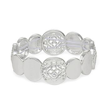 Napier Silver-Tone Coins Stretch Bracelet
