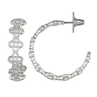 Napier Silver-Tone C-Hoop Earrings