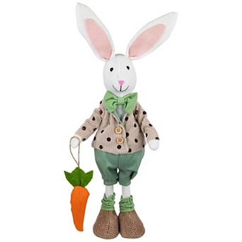 Northlight 18 Inch Polka Dot Boy Rabbit with Carrot Standing Easter Figure