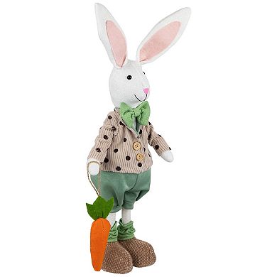 Northlight 18 Inch Polka Dot Boy Rabbit with Carrot Standing Easter Figure