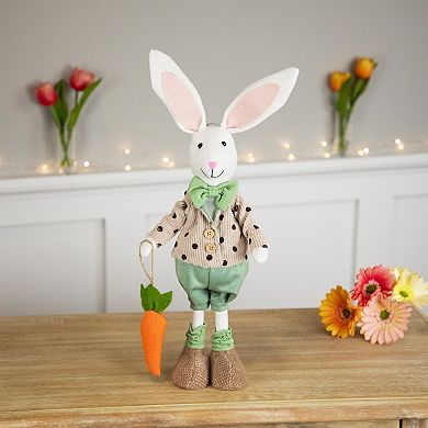 Northlight 18 Inch Polka Dot Boy Rabbit with Carrot Standing Easter Figure