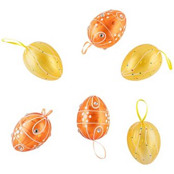 Northlight 6 pc Transparent Glitter Gem Easter Egg Christmas Ornaments Set