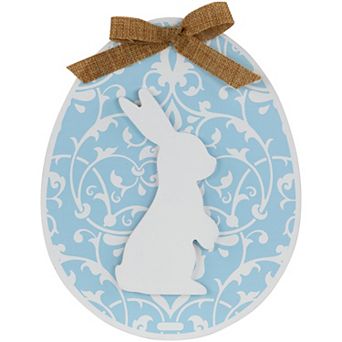 Northlight Easter Egg with Bunny & Burlap Bow Wooden Wall Decor