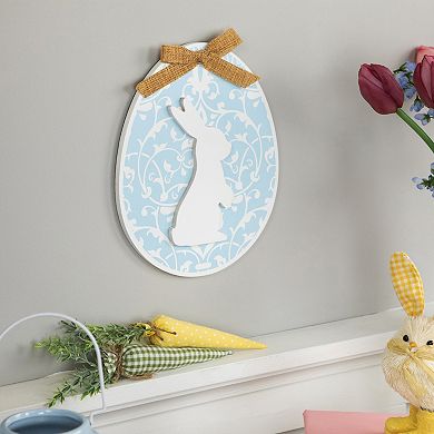 Northlight Easter Egg with Bunny & Burlap Bow Wooden Wall Decor